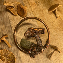 Load image into Gallery viewer, Real Copper Plated Mushroom Pendant with Candy Caps and Chlorite Quartz and a Starflower
