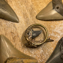 Load image into Gallery viewer, Fossil Shark Tooth with Blue Shark Inner Beast Pendant
