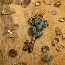 Load image into Gallery viewer, Frog Inner Beast Key with Amazonite  and a real Starflower
