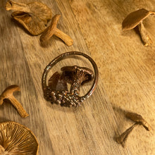 Load image into Gallery viewer, Real Copper Plated Mushroom Pendant with Candy Caps and Phantom Quartz
