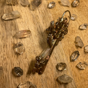 Frog Inner Beast Key with Quartz  and a real Starflower