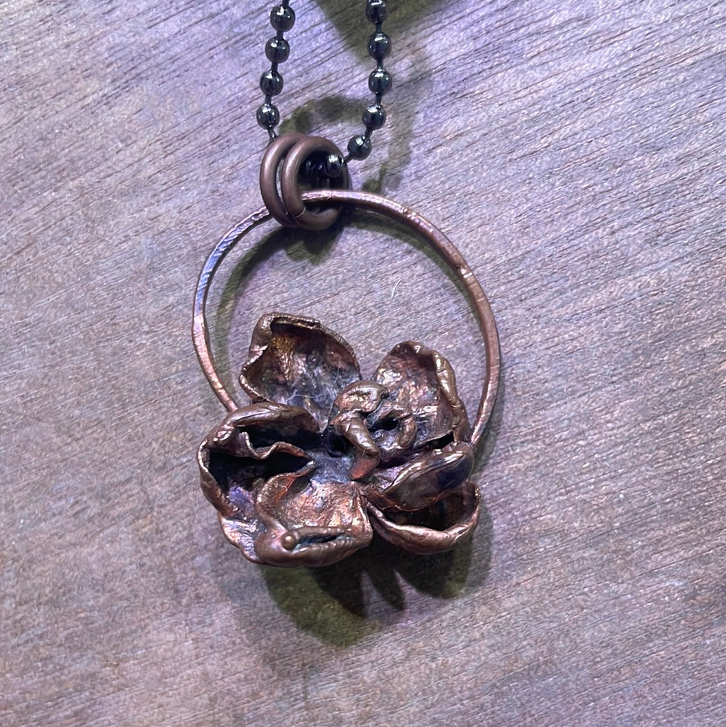 Lilac Real Copper Plated Flower Pendant