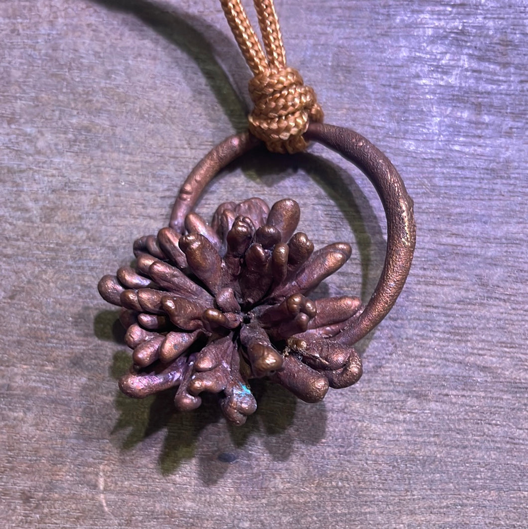 Mum Real Copper Plated Flower Pendant