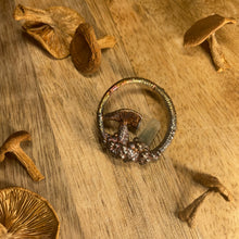 Load image into Gallery viewer, Real Copper Plated Mushroom Pendant with Candy Caps and Quartz
