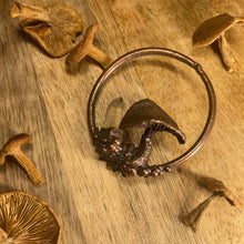 Load image into Gallery viewer, Real Copper Plated Mushroom Pendant with Candy Caps, Quartz and a real Starflower
