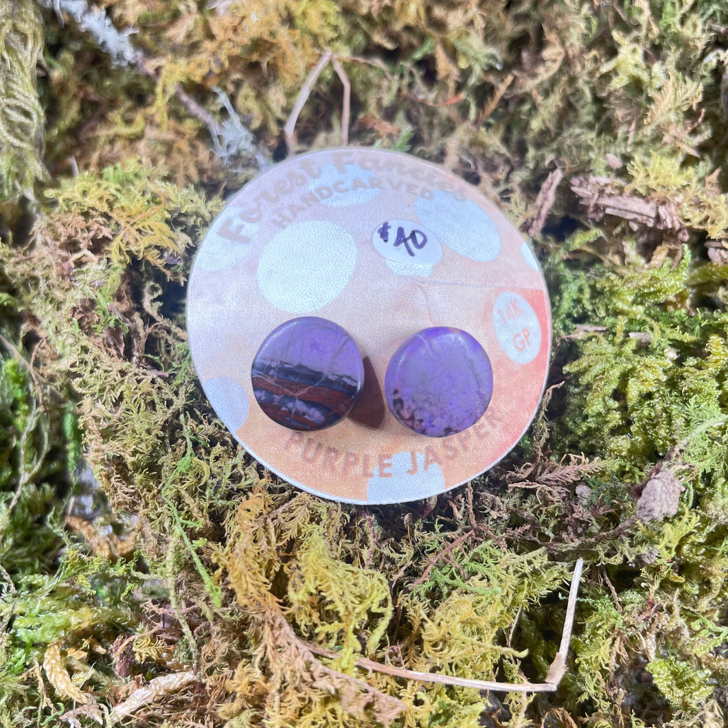 Purple Jasper Stone Stud Earring