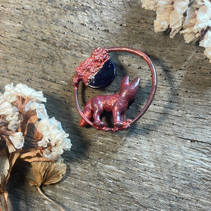 Fennec Fox and Blue Goldstone Inner Beast Pendant