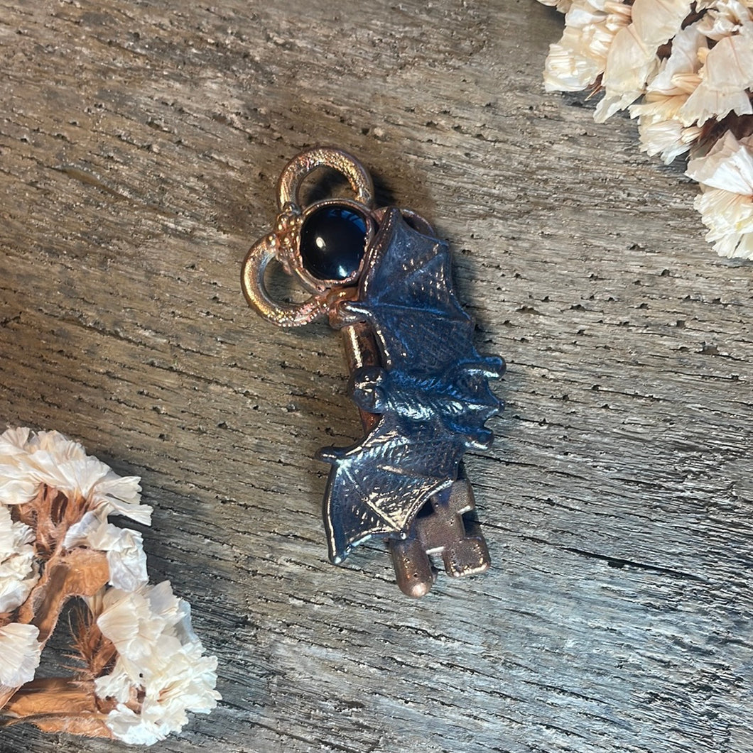 Bat Inner Beast Key Pendant w/ Onyx