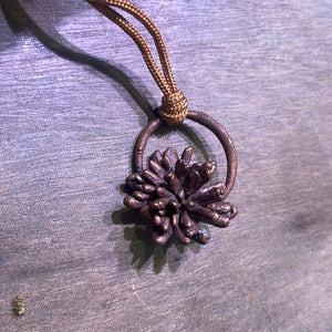 Mum Real Copper Plated Flower Pendant