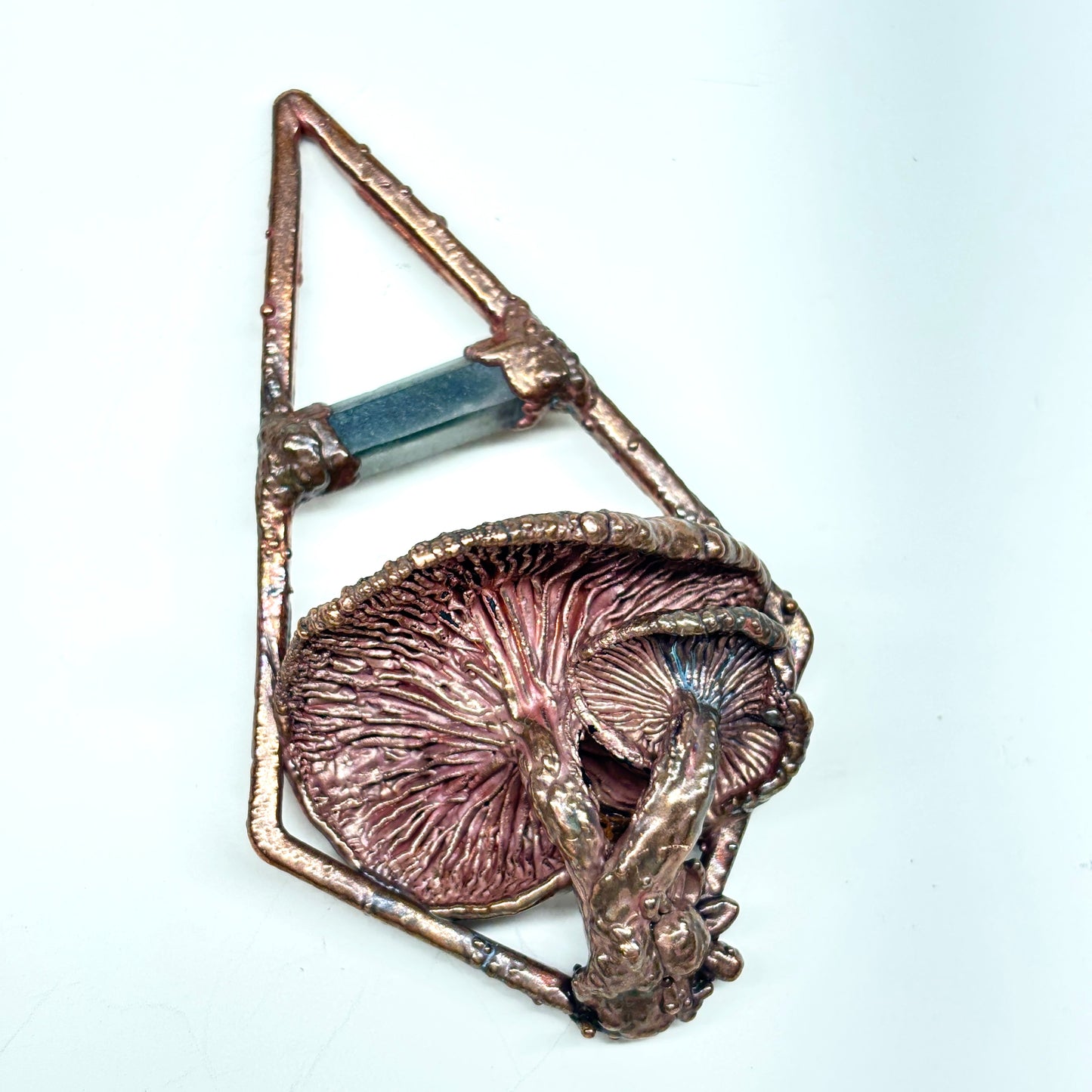 Real Mushroom Pendant with Candy Cap and Phantom Quartz