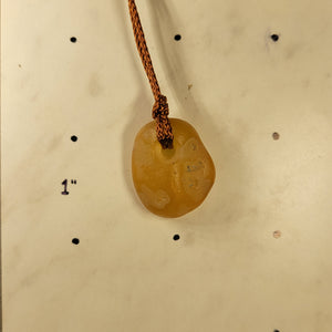 Beach Tumbled Agate Hand Carved Big Bead Pendant